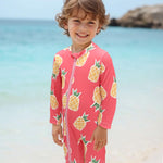 ALVABABY 3-6M Long Sleeve Zip Rashguards, Baby/Toddler Girls' Rash Guard Sets, Boy's Swimsuit UPF 50+ Sun Protection One Piece Zipper Bathing Suit ST-Q02-3-6M Pink Pineapple