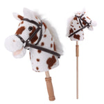 Linzy Toys 35.5" Plush Stick Horse - Funny Hobby Horse with Pony Sound, Soft Realistic Mane & Durable Leather Reins, Pretend Play Riding Toy for Boys & Girls Ages 3+ (Spotted)