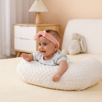QUENESS Nursing Pillow and Positioner, Breastfeeding, Bottle Feeding, Baby Sitting Support with Removable Ultra Soft Cover, Tummy Time Support for Baby Boys and Girls (Beige)