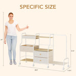 BBLIKE Diaper Caddy Organizer with Hanging Rack - 3 Tier Rolling Utility Cart with Drawers and Dividers for Baby Bottle Storage - Bedside Cart for Changing Station, Crib, Nursery, Bedroom, Beige