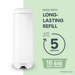 Diaper Genie Signature Pail Includes 1 Easy Roll Refill with 18 Bags | Holds Up to 846 Newborn-Sized Diapers Per Refill