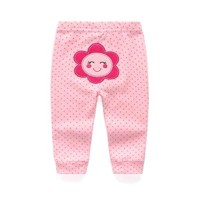 Unisex Newborn Baby Cotton 3-Pack Pants Embroidery Pringting Casual Leggings for Boys and Girls