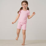 pureborn Toddler Pajamas Set Pjs - Little Girl Short Sleeve Snug Fit Sleepwear 2pcs Light Pink 2T