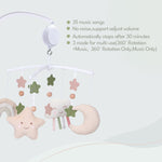 COTTONBEBE Crib Mobile 35 Lullaby Music, Cotton Baby Mobiles for Cribs & Pack N Play, Easy to Install, Stuffed Animals Hanging Toys Newborn Boys & Girls, Star Nursery Decor