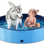 Jasonwell Foldable Dog Pet Bath Pool Collapsible Dog Pet Pool Bathing Tub Kiddie Pool Doggie Wading Pool for Puppy Small Medium Large Dogs Cats and Kids 63" Blue