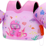 MoKo Toddler Swim Vest for Kids, Swim Arm Floaties 13-70lbs Cartoon Swimming Water Wings Pool Float Vests Sleeves Shoulder Straps Arm Band for Children Learn to Swim