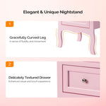 Bonnlo Nightstand Set of 2, Nightstands with 2 Drawers, Bed Side Table/Night Stand, Pink Nightstand, Small Nightstand for Bedroom, College Dorm, Kids’ Room, Living Room, Wood, 16W x 12D x 24H