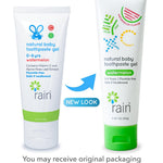 Baby Toothpaste 6 to 12 Months - Rain Fluoride Free Tooth Paste Gel for Infant Toddler Kids 0-6 Years and Up, Safe to Swallow, 2.8 Oz, Babies Training, Xylitol, Vitamin C, Vegan, SLS Free, Gluten Free