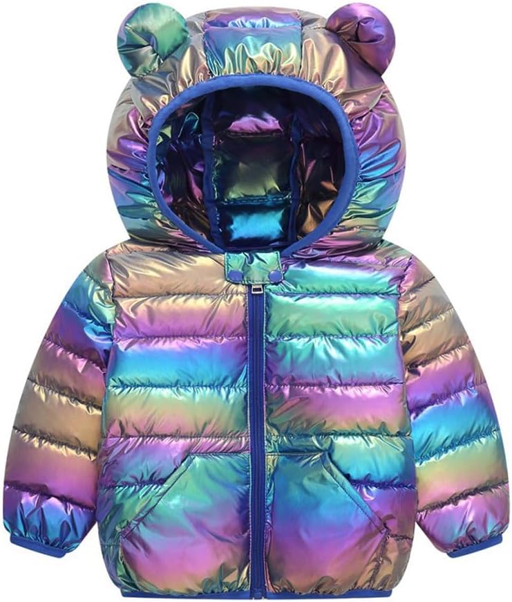 Baby Hooded Down Jackets Coat Light Boy Coats Toddler Bear Ears Zipper Up Down Coats Outwear 6M-4T