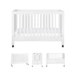 Babyletto Maki 2-in-1 Baby Crib Convertible to Toddler Bed - GREENGUARD Gold Certified Portable Folding Wood Crib w/ Toddler Conversion Kit - 4 Adjustable Heights, Easy to Assemble - White