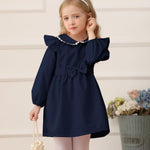 Kucnuzki Baby Girl Clothes 18-24 Months Long Sleeve Princess Dresses Blue Ruffle Fairy Cute Dress Toddler Girls Casual Dress Fall Winter Outfit Clothes for Kid