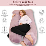 Chilling Home Pregnancy Pillow, U Shape Pregnancy Pillows for Sleeping, 55in Body Pillow for Sleeping, Body Pillows for Adults, Maternity Pillow, Velvet Removable Cover, Pink