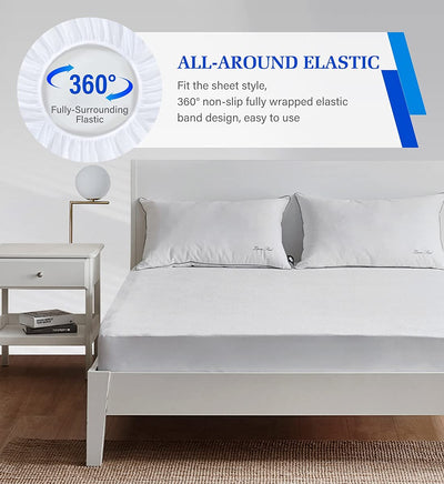 Full Size Mattress Protector Waterproof Mattress Topper Pad Cover Super Noiseless Soft & Breathable Mattress Protector Terry for Pets Kids Adults 54" x 75" Fitted Bed Sheets