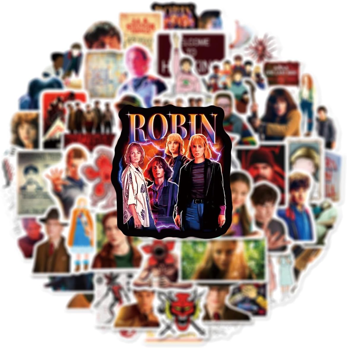 54pcs Cartoon Stranger Things 5 Stickers Pack,Waterproof Vinyl Stickers for Adult Teen Girl Laptop Skateboard Bike Guitar Water Bottle Travel Case Helmet Notebook Scrapbook