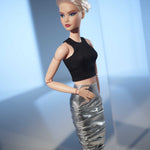 Barbie Signature Looks Doll (Original, Blonde Pixie Cut) Fully Posable Fashion Doll Wearing Black Crop Top & Metallic Skirt, Gift for Collectors