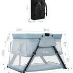 Lilian&Gema 2-in-1 Travel Crib, Portable Crib with Backpack, Lightweight Baby Travel Playpen, Foldable Play Yard with Thick Mattress for Babies & Toddlers, Baby Travel Essential