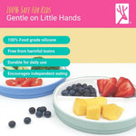 Elk and Friends Kids 6.7” Porcelain Divided Plates with Silicone Sleeves | Suitable for Babies/Kids/Toddlers | Microwave & Dishwasher Safe | Non Slip | Snack Dishes