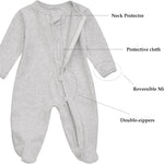 Aablexema Baby Footie Pajama with Mitten Cuffs, Double Zipper Infant Cotton clothes Sleeper Pjs, Footed Sleep Play