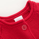 Knitted Baby Girls Cardigan Sweater Toddler Knit Crochet Button Closure Cardigan Top Outwear Red