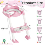 BRINJOY Potty Training Seat with Step Stool Ladder, Potty Toilet Toddler Seat w/Potty Training Chart & Cushion Handle, Kids Potty Training Toilet Chair for Girls Boys w/Non-Slip Pads Wide Step