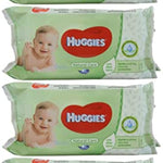 Four packages of Huggies baby wipes on a white background