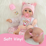Reborn Baby Dolls Girl - 22 Inch Realistic Silicone Baby Doll, Real Life Bebe Dolls Lifelike Handmade Soft Vinyl & Cloth Body with Feeding Kit & Toys Gifts for Kids 3+ (Lucia)
