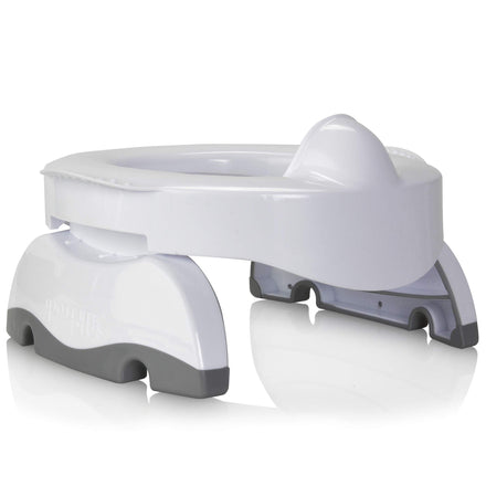 White and gray step stool on a white background
