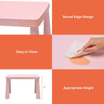 Costzon Kids Table and Chairs, 3 Piece Plastic Easy Clean Children Activity Desk for Reading, Drawing, Snack Time, Arts Crafts, Preschool, Kindergarten & Playroom, Toddler Table and Chair Set (Pink)