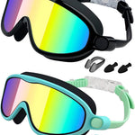 Rantizon Swim Goggles 2 Pack, Wide View Anti Fog&UV Swimming Goggles for Audlt, No Leaking Summer Gifts for Men Women Kid