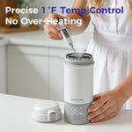 WONDBORN Portable Bottle Warmer for Travel, Dishwasher Safe, 3X Faster & Even Heating, 8 Feeds per Charge, 17oz, 1℉ Precise Adjust, Thaw, Keep Warm, Use While Charging, for Breastmilk & Formula
