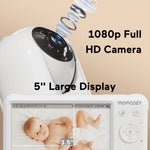 Momcozy Video Baby Monitor, 1080P 5" HD Baby Monitor with Camera & Wall Mount, Infrared Night Vision, 5000mAh Battery, 2-Way Audio, Temperature Sensor, Lullabies, 960ft Range, Ideal for New Moms, BM01