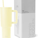 Simple Modern 40 oz Trek Tumbler with Handle and Straw Lid | Cup Holder Friendly Insulated Stainless Steel Travel Mug | Almond Birch