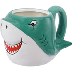 MyGift Blue Ceramic Cute Coffee Mug with Handle and Cartoon Smiling Happy Baby Shark Shaped Design, Novelty Gift Mugs