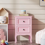 Bonnlo Nightstand Set of 2, Nightstands with 2 Drawers, Bed Side Table/Night Stand, Pink Nightstand, Small Nightstand for Bedroom, College Dorm, Kids’ Room, Living Room, Wood, 16W x 12D x 24H