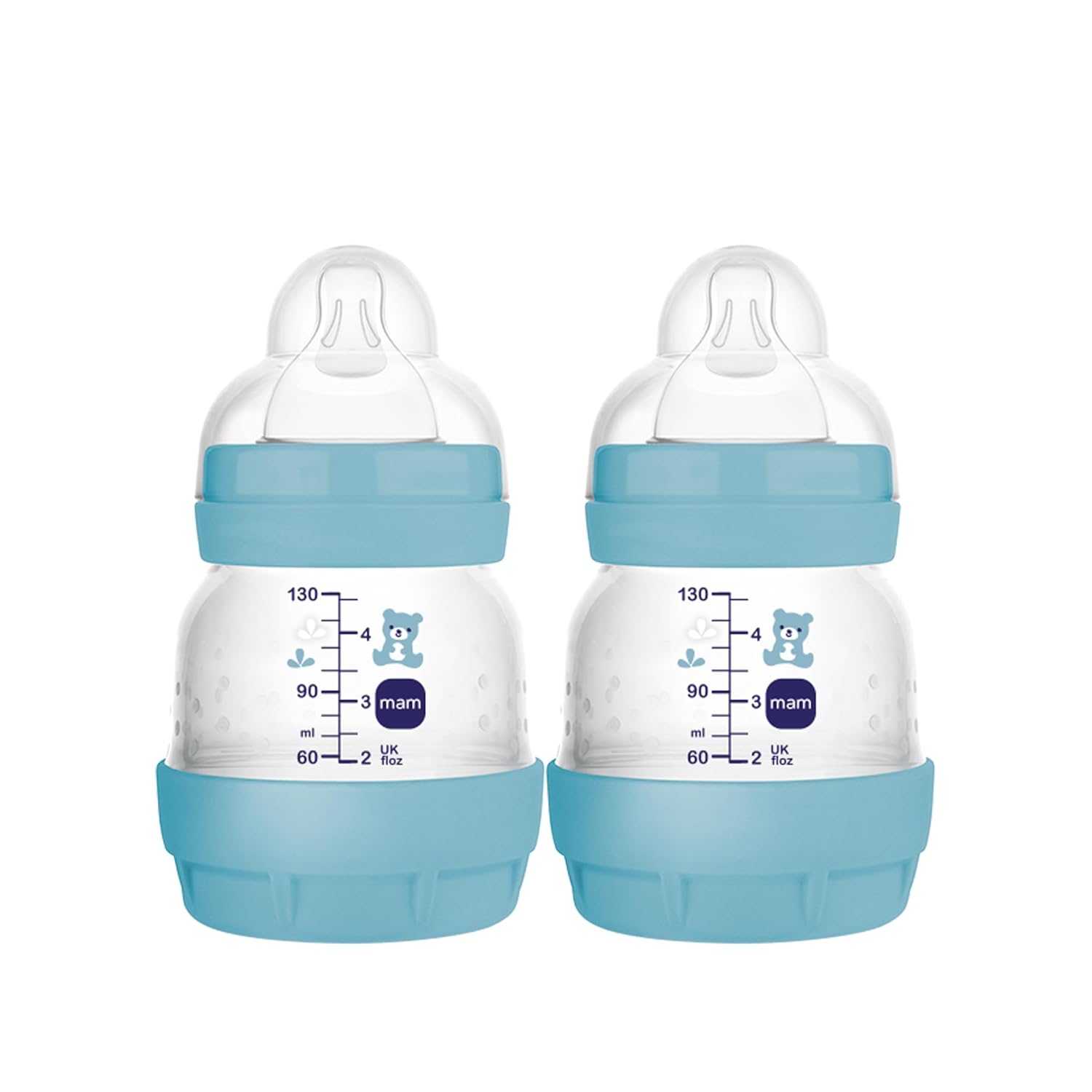 MAM Easy Start Anti-Colic Baby Bottles, Extra Slow Flow, Breastfeeding-Like Silicone Nipple Bottle, Reduces Colic, Gas, & Reflux, Easy-to-Clean, BPA-Free, Vented Baby Bottles for Newborns, 0-3 Months