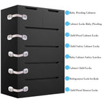 Fursafe&Q Baby Cabinet Locks, Child Safety Cabinet Proofing -Child Safety Strap Locks Adhesive Drawer Fridge Ovens Door Toilet Latches No Drill Multi-Purpose for Furniture Kitchen Lock (Grey, 2Pack)