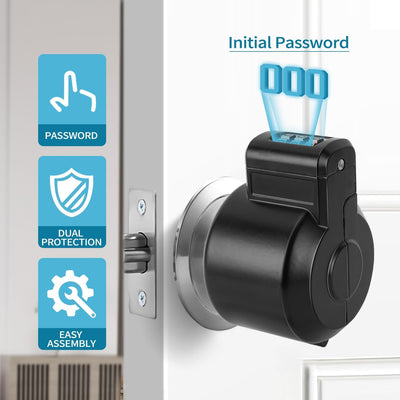Door Knob Lock Combination Child Proof Door Knob Cover Lock Out Device for Bedroom, Bathroom,Faucet, Water Gas Valve, Temporary Door Handle Lock Prevents Access to Keyhole Dementia Elderly
