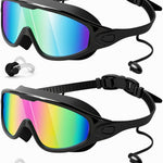 Rantizon Swim Goggles 2 Pack, Wide View Anti Fog&UV Swimming Goggles for Audlt, No Leaking Summer Gifts for Men Women Kid
