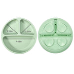 PandaEar Silicone Baby Feeding Set| 2 Pack Silicone Divided Suction Plate and 2 Pack Tiny Cup with 2 Spoons 2 Forks| Baby Led Weaning Supplies Self Feeding Eating Utensils (Light Blue/Light Green)