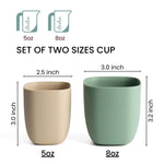 Mintlyfe Silicone Dinnerware Cups for Kids, Unbreakable Open Cup, 2 Pack Drinking Open Cups (Cambridge Blue+Shifting Sand)