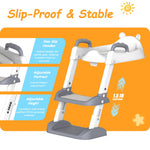 HBTower Potty Training Seat with Step Stool Ladder for Toddlers, Adjustable Kids Toilet Seat with Splash Guard, Anti-Slip Pads & Safety Handles, Comfortable Potty Chair for Boys & Girls (Grey)