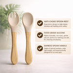 Bamboo Baby Plates with Suction, Toddler Plates for Self Feeding, Eco Friendly Baby Feeding Plate Set, Divided Plate for Baby Boy & Baby Girl, BPA Free, Easy Clean (Beige)