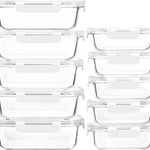 [10-Pack] Glass Meal Prep Containers with Lids, MCIRCO Food Storage Containers with Snap Locking Lids, Airtight Lunch Containers, Microwave, Oven, Freezer and Dishwasher