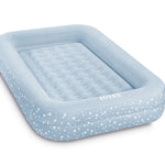 Intex 66810FL Inflatable Kidz Travel Bed Set, Includes Hand Pump and Carry Bag, Removable Mattress, Quick Inflation, Indoor Use, 42in x 66in x 10in, Blue with Star Print Frame