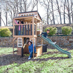 KidKraft Cliffbrook Wooden Outdoor Two-Story Playhouse with Slide