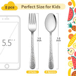 LIANYU 8-Piece Toddler Silverware Set, Includes 4 Spoons and 4 Forks for Kids, Stainless Steel Kids Utensils Children Flatware Set, Child Preschooler Cutlery Set, Dishwasher Safe