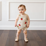 mlpeerw Baby Girl Summer Clothes Newborn Sleeveless Knit Sweater Romper Floral/Strawberry Onesie Cute One Piece Outfit (Strawberry Floral Beige, 0-3 Months)
