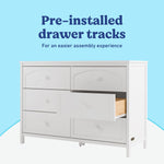 Graco Olivia 6 Drawer Double Dresser (White) – GREENGUARD Gold Certified Storage for Baby and Kids Bedroom, Interlocking Drawer System, Anti-Tip Kit Included