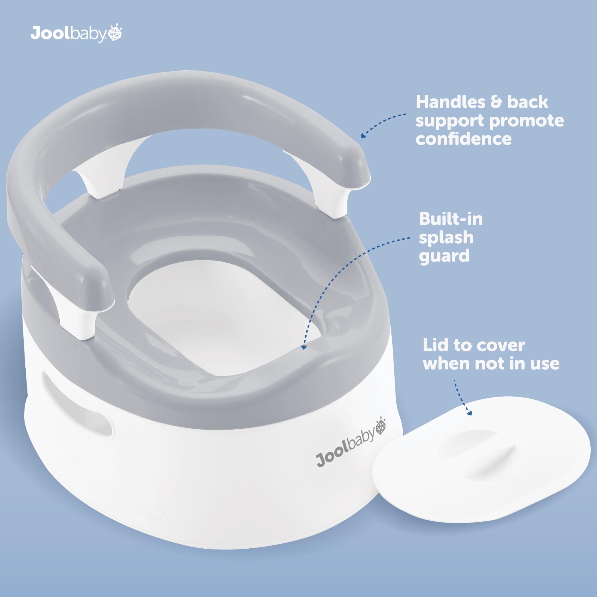 Jool Baby Potty Chair for Toddler Toilet Training - Splash Guard & Back Support (Gray)