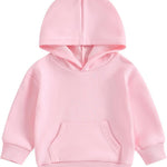 Toddler Baby Boy Girl Hoodies Solid Color Long Sleeve Kangaroo Pocket Hooded Sweatshirt Top Fall Winter Clothes